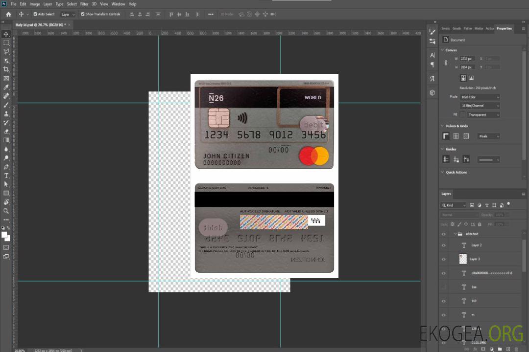 Mastercard de débit bancaire Allemagne N26 template Mastercard de débit bancaire Allemagne N26 template